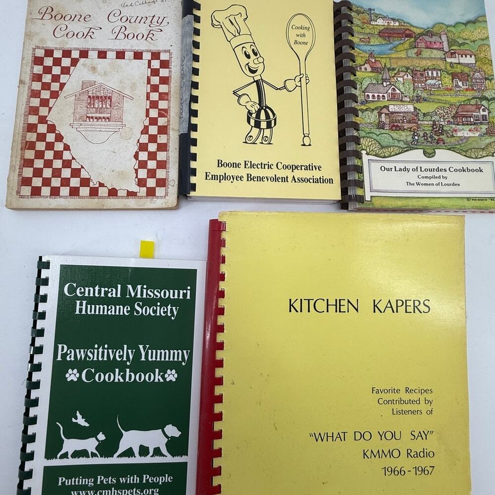 Vintage Missouri Community Cookbooks Lot 5 Boone County KMMO Church Local Recipe